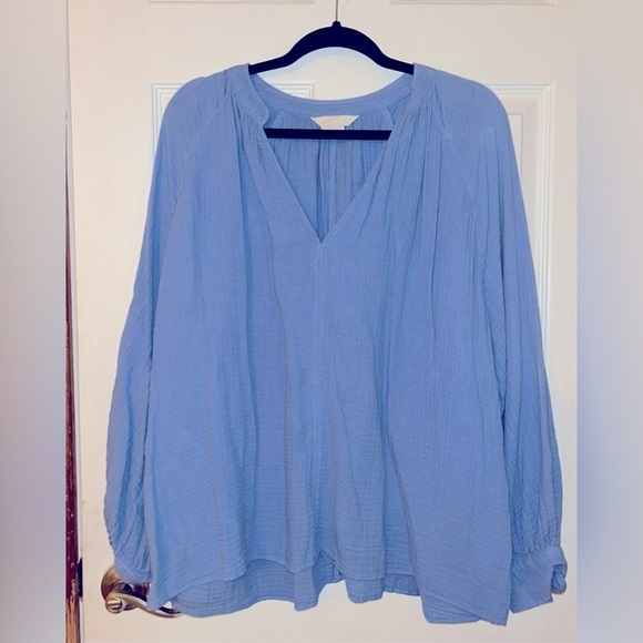 H&M Blue Long Sleeve V-Neck Top XL - Picture 1 of 3